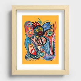 Yellow Life With Birds Street Art Recessed Framed Print