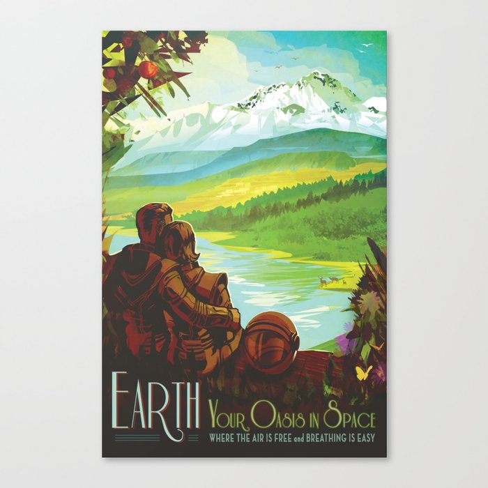 NASA Retro Space Travel Poster #2 - Earth Leinwanddruck NASA Retro Space Travel Poster #2 - Earth Leinwanddruck