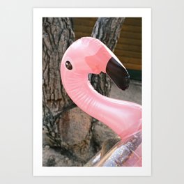 Pink Flamingo Pool Floatie  Art Print