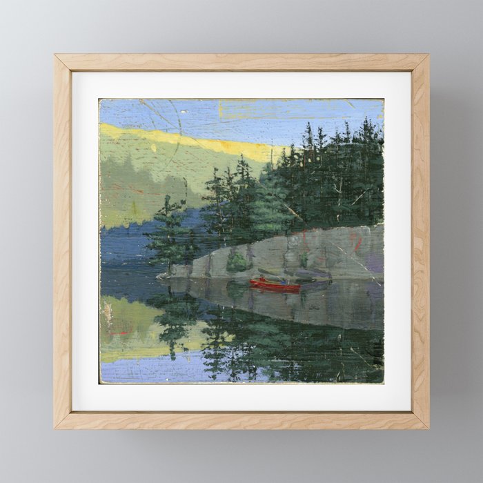 fishing canoe Framed Mini Art Print