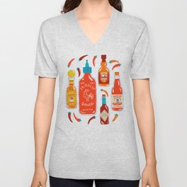 Hot Sauce and Chili Peppers V Neck T Shirt