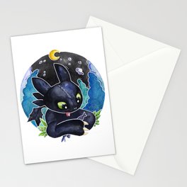 Baby Toothless Night Fury Dragon  Watercolor white bg Stationery Card