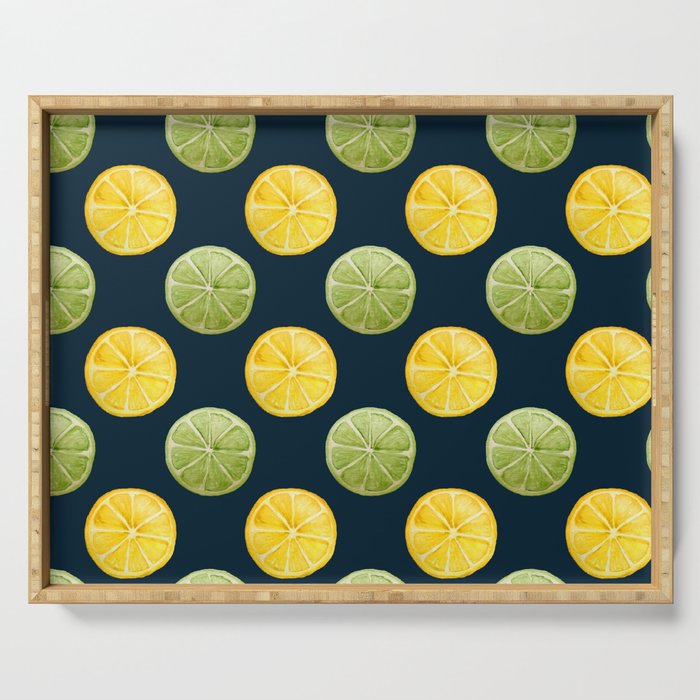 Watercolor Lemon Lime Pattern Serving Tray