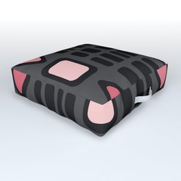 Retro Diamonds Rectangles Black Pink Outdoor Floor Cushion