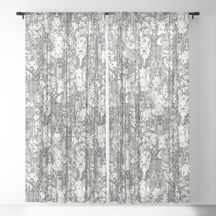 margherita menagerie black Sheer Curtain