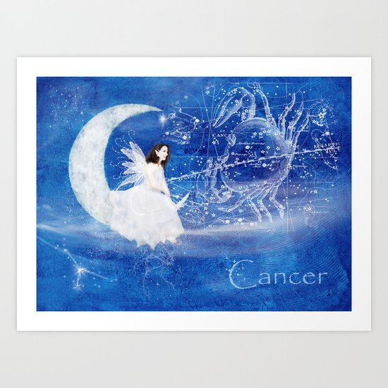 Cancer & The Moon Fairy Art Print