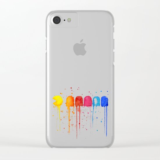 Retro Rainbow Geek Video Game Art Clear iPhone Case