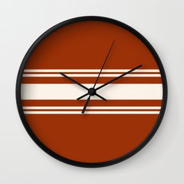 Orange and white retro 60s minimalistic stripes Wall Clock