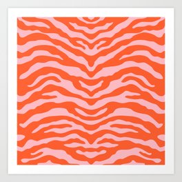 Zebra Wild Animal Print Orange and Pink Art Print