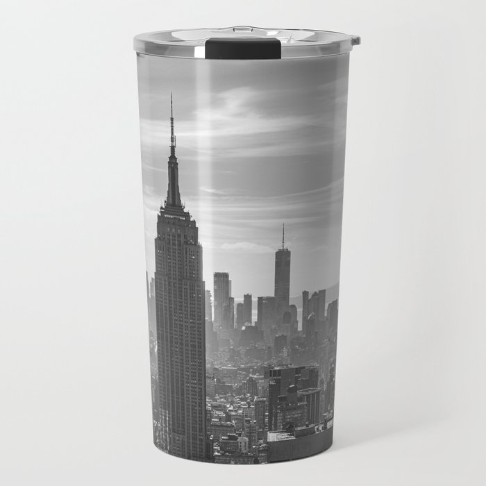 New York City Black and White Travel Mug