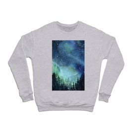 Galaxy Watercolor Aurora Borealis Painting Crewneck Sweatshirt