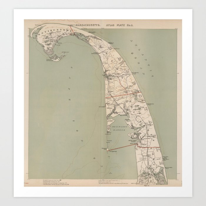 Vintage Map of Lower Cape Cod (1891) Art Print