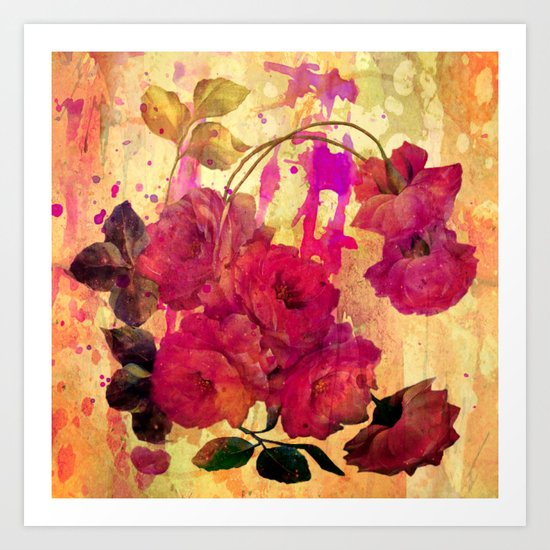 roses on abstract background Art Print