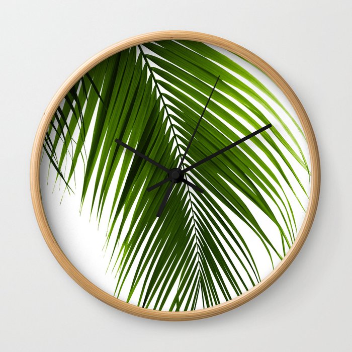 Palm Leaves Green Vibes #10 #tropical #decor #art #society6 Wall Clock