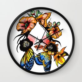 Flowres color face Wall Clock