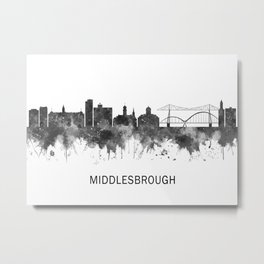 Middlesbrough England Skyline BW Metal Print