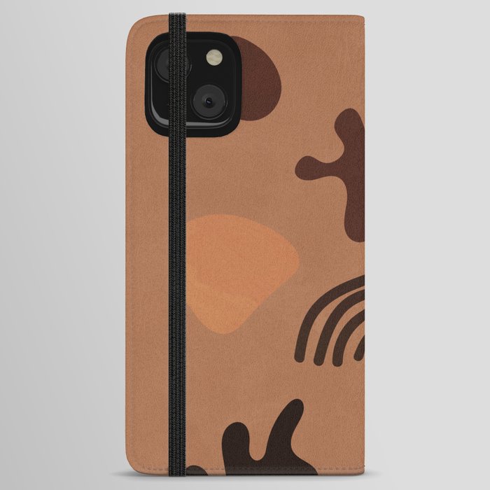Abstract Organic Shapes - Brown Aesthetic iPhone Wallet Case