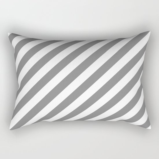 Diagonal Stripes (Gray/White) Rectangular Pillow