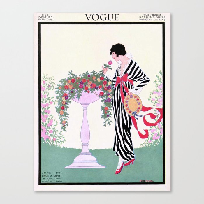 Vintage Magazine Cover June 1913 - Elegant Woman in Flower Garden Canvas Print