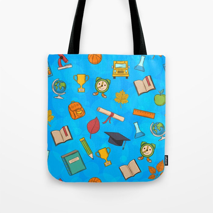 Back to school on blue background Tote Bag