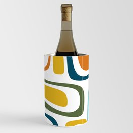 Palm Springs Midcentury Modern Abstract in Moroccan Teal, Orange, Mustard, Olive, and White Wine Chiller