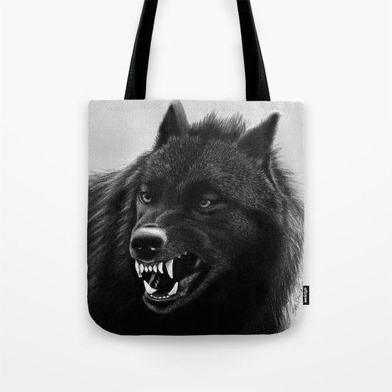 Roaring Black Wolf Tote Bag
