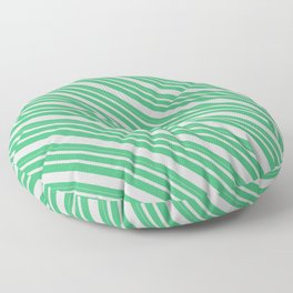 [ Thumbnail: Sea Green and Light Grey Colored Lines Pattern Floor Pillow ]