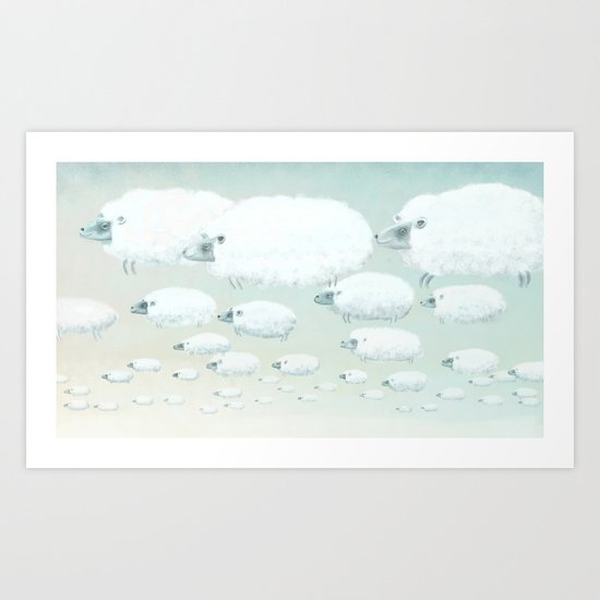 Cloudy Sheep Art Print