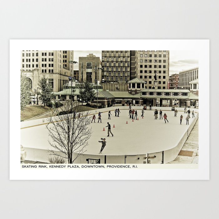 Providence Postcard Project: Skating Rink, Kennedy Plaza, Downtown Art Print