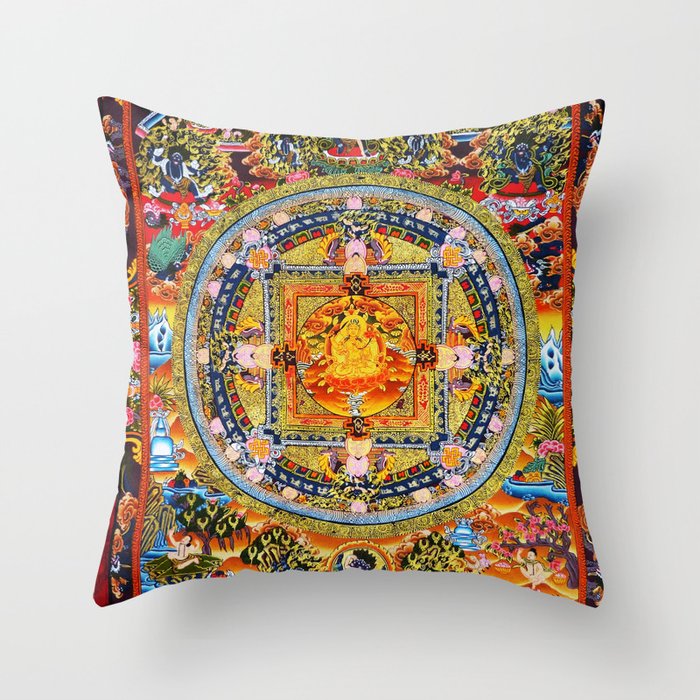 Buddhist Mandala Red Tara Throw Pillow