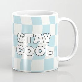 Stay Cool Blue Off-White Checker Board Twist Pattern Mug