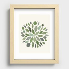 Mid-Century Green Leaves Recessed Framed Print