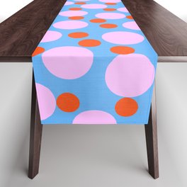 Modern Abstract Bubble Dance Pattern Pink And Blue Table Runner