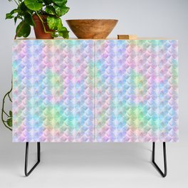 Holographic Mermaid Scales Pattern Credenza