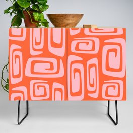 Mid Century Modern Cosmic Abstract 529 Orange and Pink Credenza