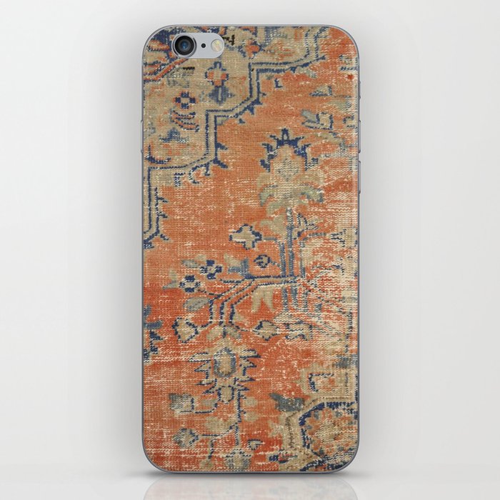 Vintage Woven Navy and Orange iPhone Skin