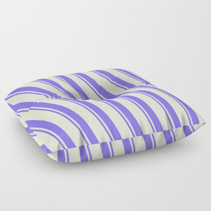 Beige and Medium Slate Blue Colored Striped Pattern Floor Pillow