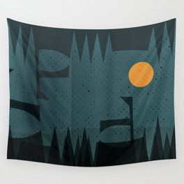 Night Abstract  Landscape Geometric Vector Art Wall Tapestry
