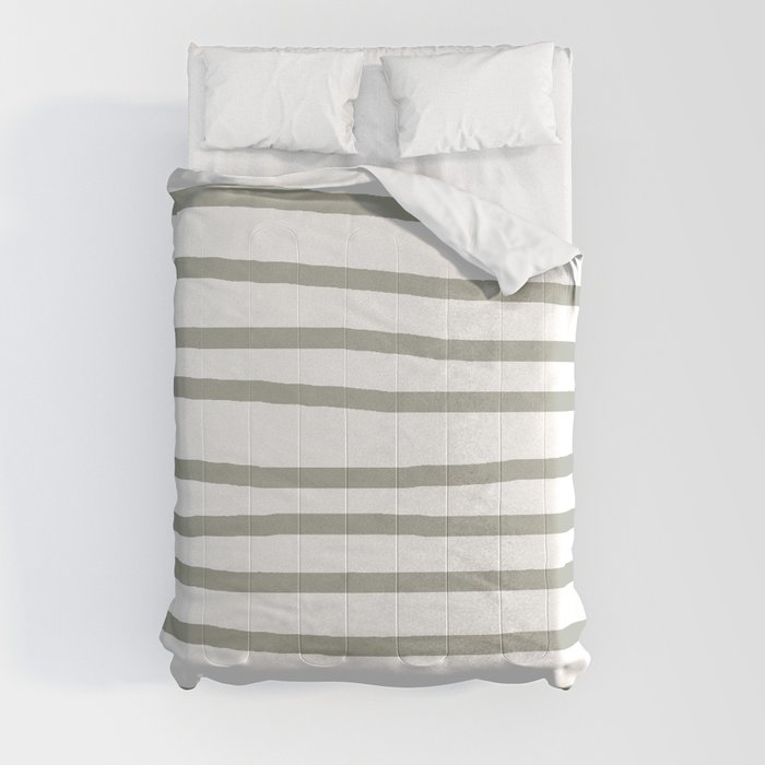 Simply Drawn Stripes Retro Gray on White Comforter