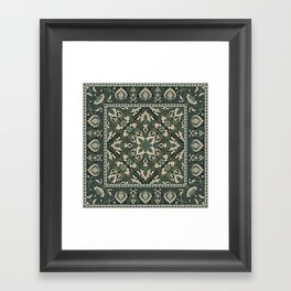 Ornamental Ethnic Bohemian Pattern VIII Emerald Gold Framed Art Print