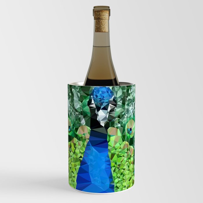 Peacock Low Poly Geometric Vector Art Wine Chiller