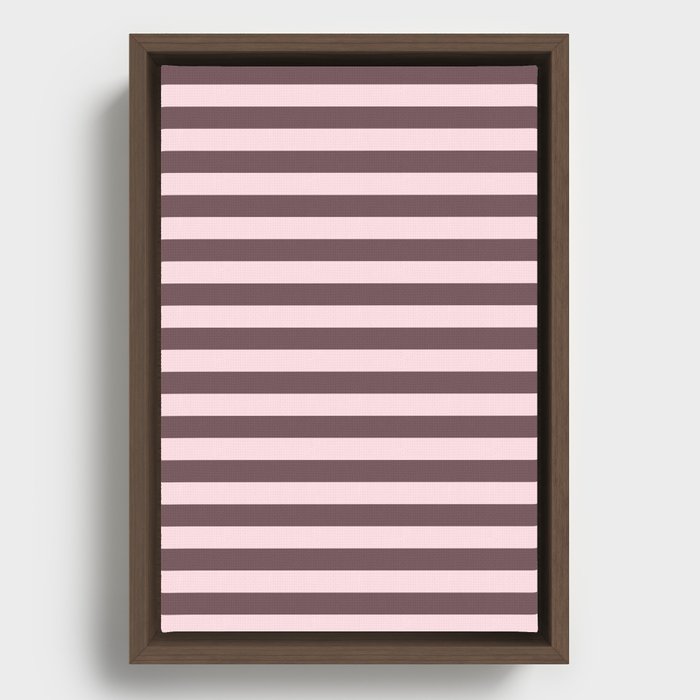 Pink and Brown Stripes Framed Canvas