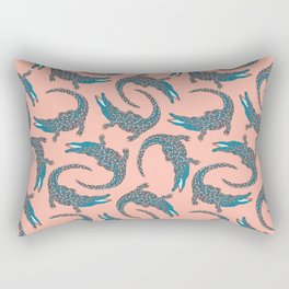 Crocodiles (Pink and Teal Palette) Rectangular Pillow