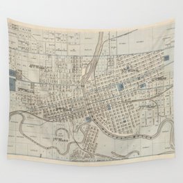 Vintage Map of Des Moines IA (1875) Wall Tapestry