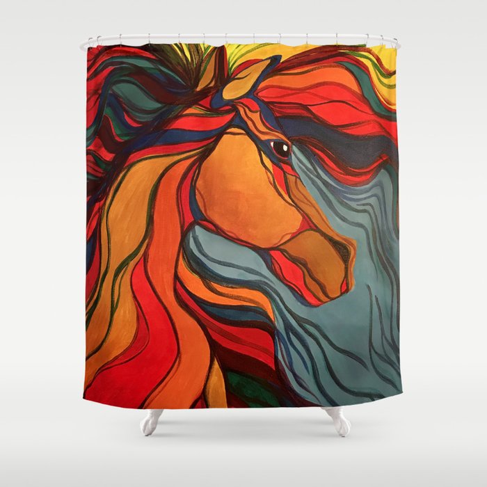 Wild Horse Breaking Free Southwestern Style Shower Curtain By