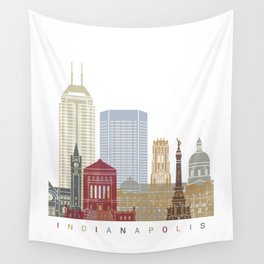 Indianapolis skyline poster Wall Tapestry