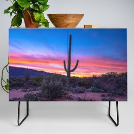 Old West - Saguaro Cactus at Sunrise in Sonoran Desert near Tucson Arizona Credenza