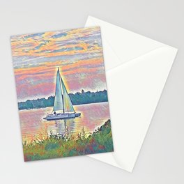 Summer Catamaran Swirl Stationery Card