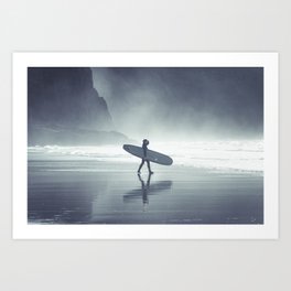 Surfer in the Sea Mist Art Print