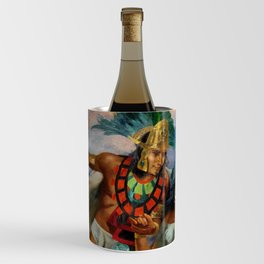 Caballero Aztec Warrior and Queen Mexican Yucatan romantic portrait painting Wine Chiller